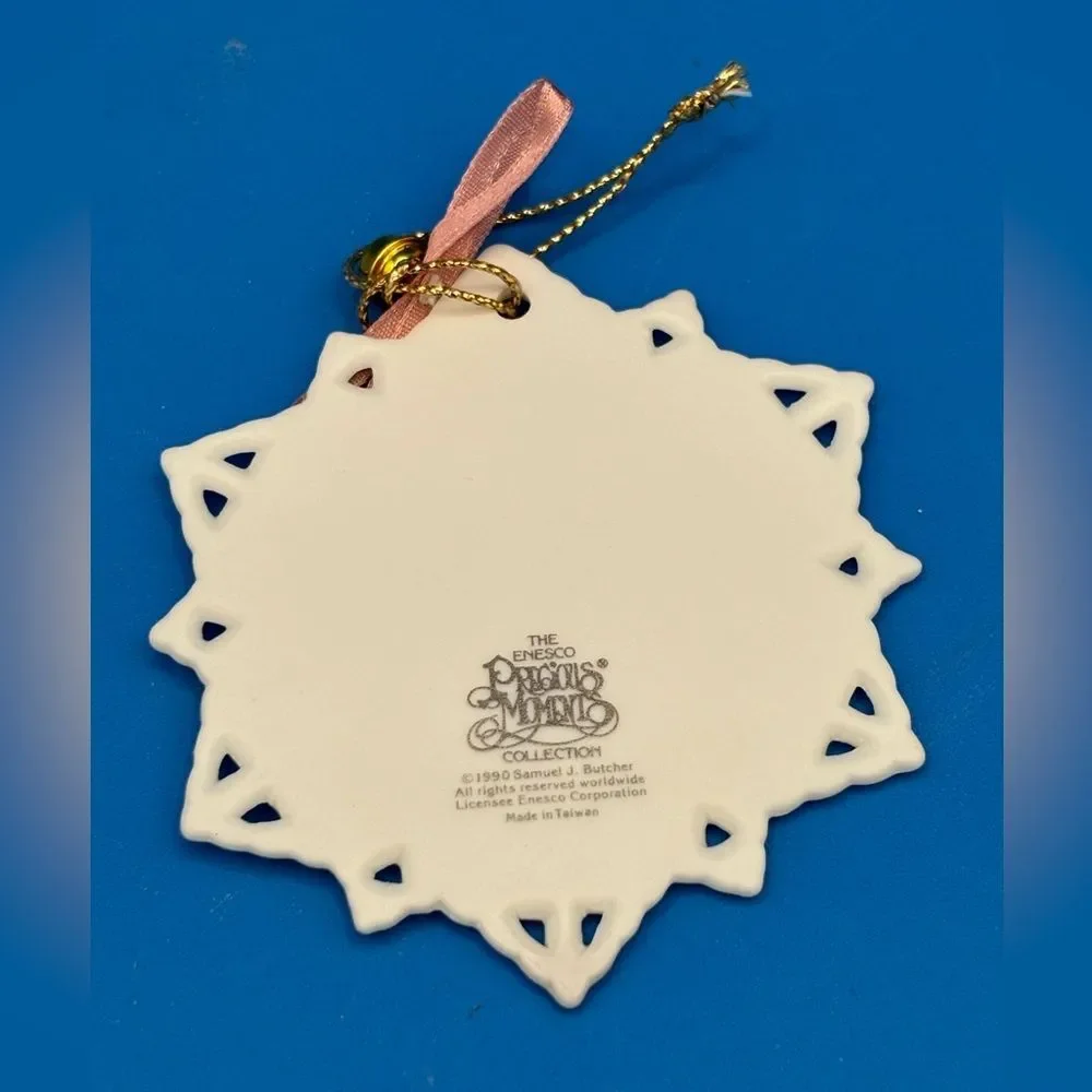 Vtg Precious Moments Bisque Porcelain Star Christmas Ornaments-3-Religious - Picture 6 of 12